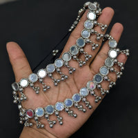 SNERA Ethnic Glam Oxidised Plated Mirror Stone Necklace Set 