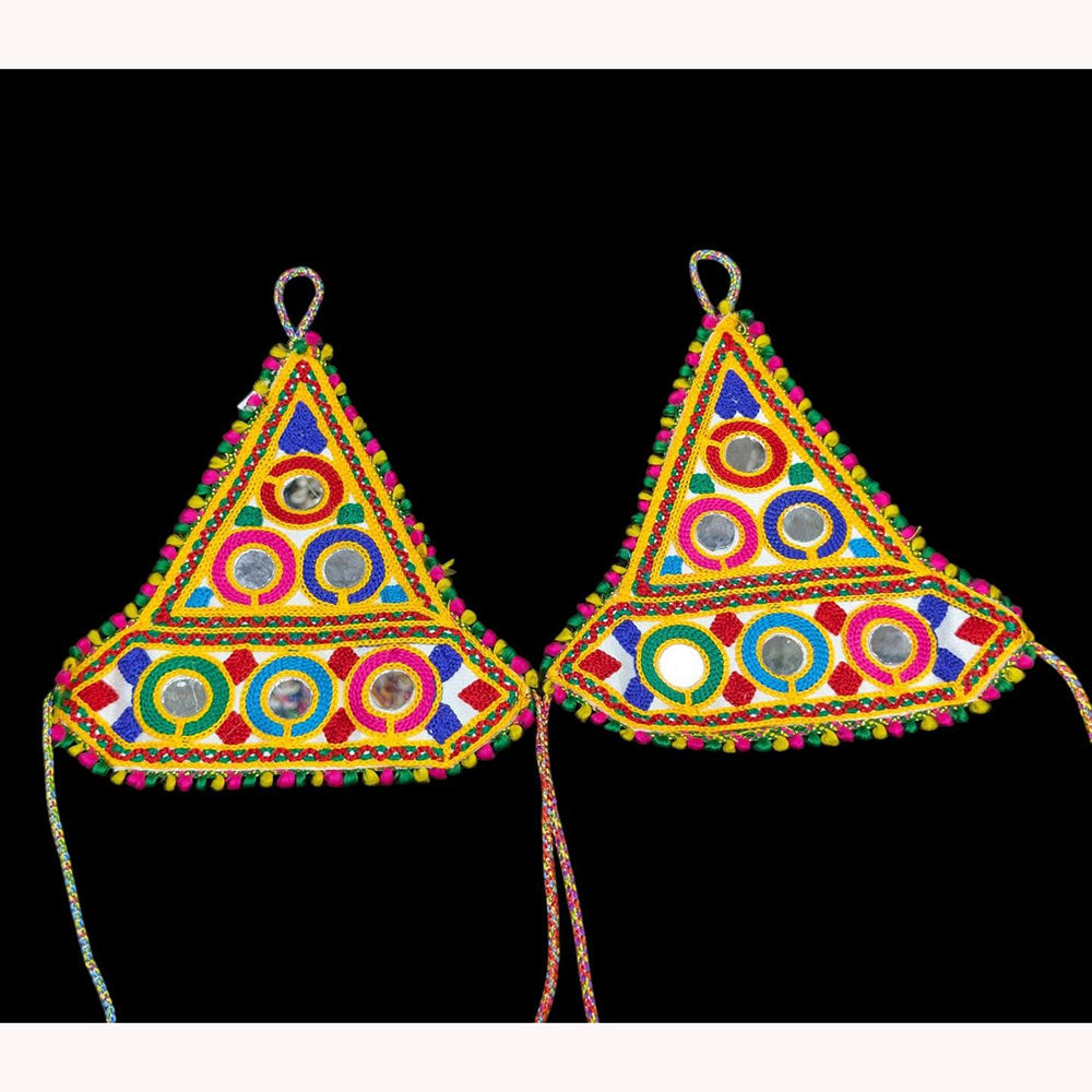 SNERA Bright Geometric Embroidery Hand Harness with Mirror Details For Navratri