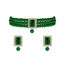 SNERA Classic Grace Crystal Stone And Pearl Choker Necklace Set