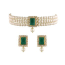 SNERA Classic Grace Crystal Stone And Pearl Choker Necklace Set