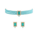 SNERA Classic Grace Crystal Stone And Pearl Choker Necklace Set