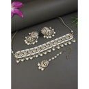 SNERA Designer Kundan Pearl And Beads Choker Necklace Set
