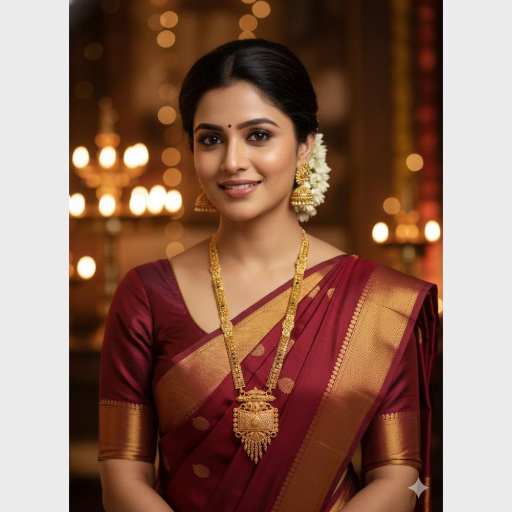 SNERA Jewellery Designer Gold Forming  Long Necklace Set