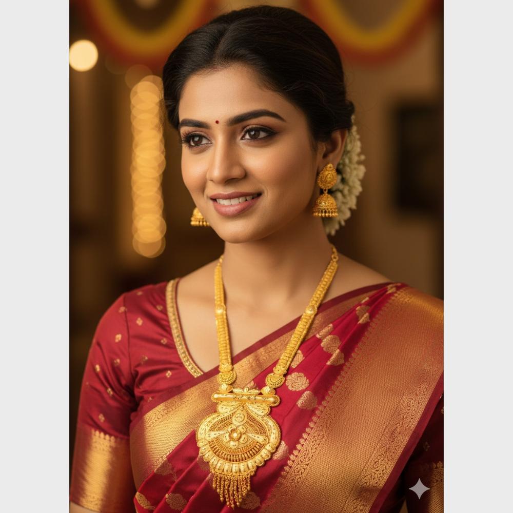 SNERA Jewellery Designer Gold Forming  Long Necklace Set