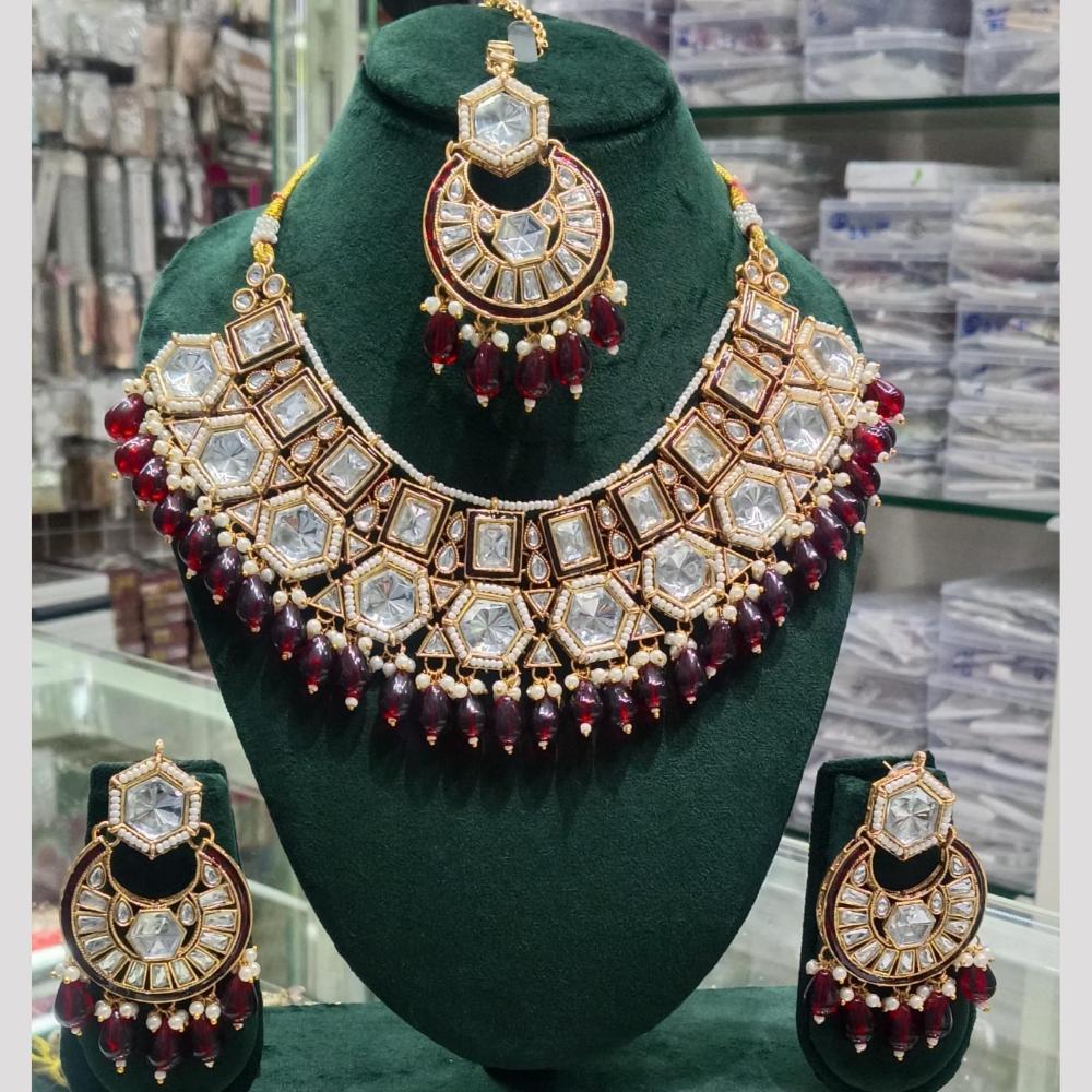SNERA Kundan Stone And Beads Elegant Necklace Set