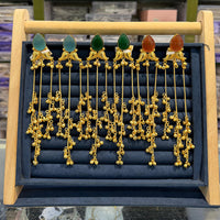 SNERA Graceful Pota Stone And Pearl Kashmiri Dangler Earrings
