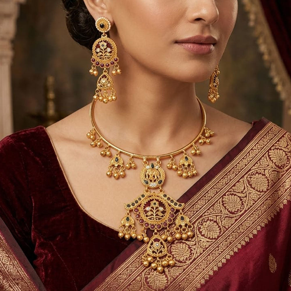 SNERA Graceful Pota Stone And Pearl Necklace Set