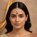 SNERA Wedding Special Kundan Stone And Pearl Maangtikka