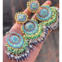 SNERA Ethnic Kundan Stone And Pearl Earrings With Maangtikka