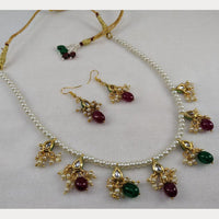 SNERA Party Wear Kundan Stone And Beaded Necklace Set 