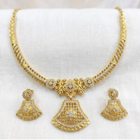 SNERA Traditional Gold Plated Austrian Stone Designer Necklace Set with Earrings