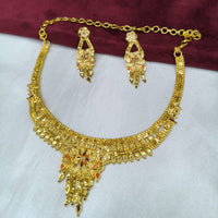 SNERA Traditional Gold Plated Designer Necklace Set with Earrings