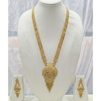 SNERA Traditional Gold Plated Designer Long Necklace Set with Earrings