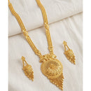 SNERA Traditional Gold Plated Designer Long Necklace Set with Earrings