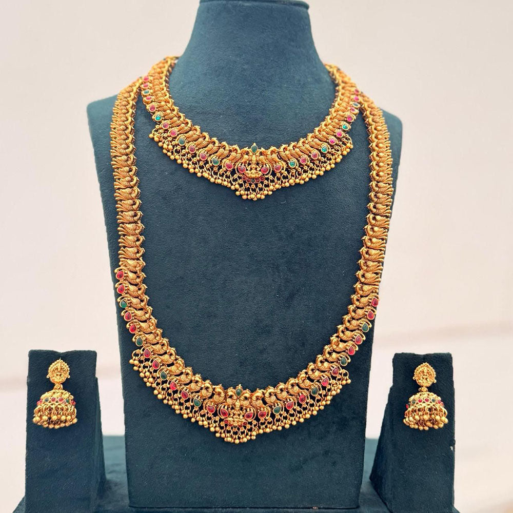SNERA Graceful Pota Stone And Pearl Temple Double Necklace Set
