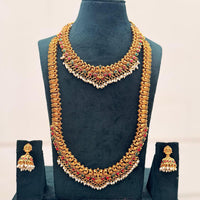 SNERA Graceful Pota Stone And Pearl Temple Double Necklace Set