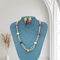 SNERA Pastel Beads Designer Necklace Set With Earrings