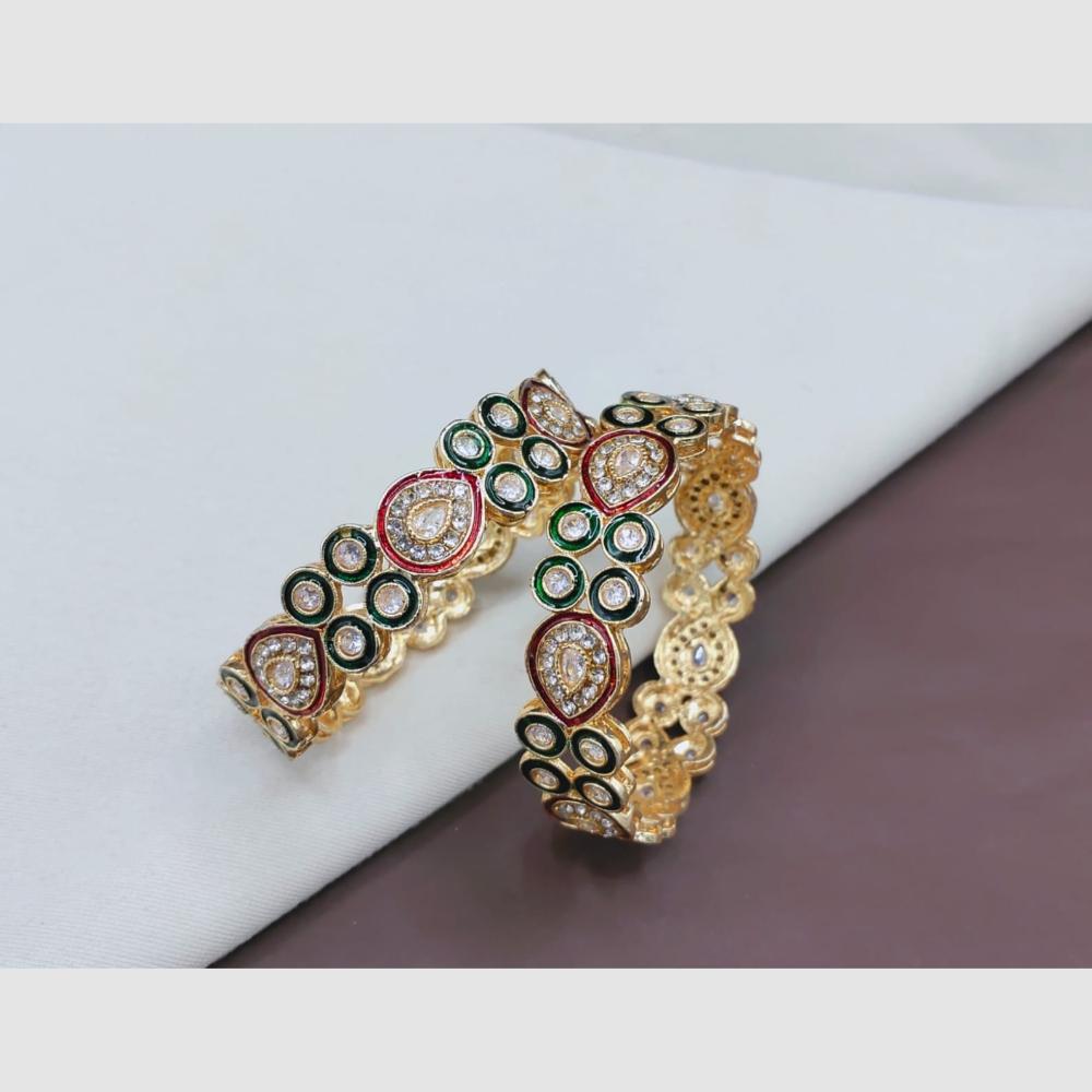 SNERA Elegant Crystal Stone and Austrian Stone Meenakari Designer Bangles Set
