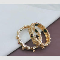 SNERA Elegant  Pota Stone And Pearl Designer  Bangles Set