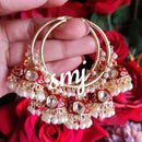 SNERA Traditional Dangler Earrings with Crystal Stones & Pearls