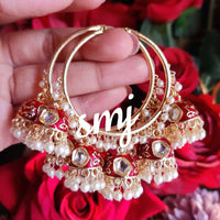 SNERA Traditional Dangler Earrings with Crystal Stones & Pearls