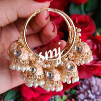 SNERA Traditional Dangler Earrings with Crystal Stones & Pearls
