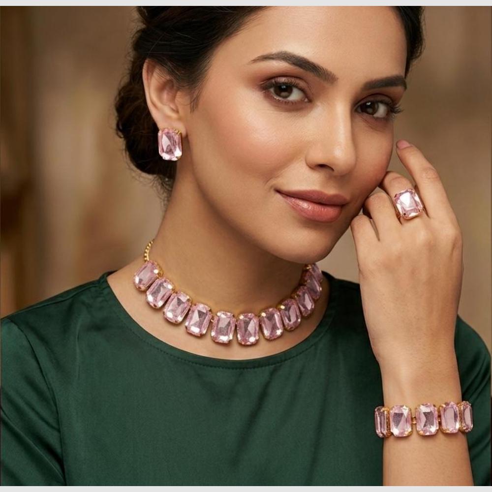 SNERA Classic Grace Crystal Stone Choker Necklace Set