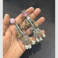 SNERA Graceful Pota Stone And Pearl Designer Dangler Earrings