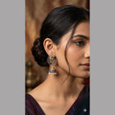 SNERA Dual Tone Pota Stone And Pearl Ethnic Jhumki Earrings for Women