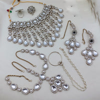 SNERA Premium Kundan Stone And Beads Semi Bridal Necklace Set for Women