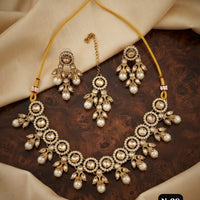 SNERA Elegant Crystal Stone And Pearl Necklace Set Women