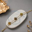 SNERA Korean Style Gold Snake Floral Chain Bracelet