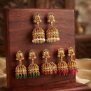 SNERA Gold Plated Luxury Pota Stone And Pearl Jhumki Earrings