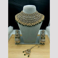 SNERA Elegant Crystal Stone And Pearl Choker Necklace Set Women
