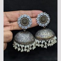 SNERA 2 Tone Plated Pearl Jhumki Earrings for Women