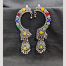 SNERA Vintage Oxidised Plated Pota Stone Earcuff Jhumki Earrings for Women