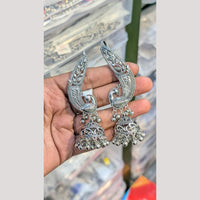 SNERA Vintage Oxidised Plated Pota Stone Earcuff Jhumki Earrings for Women