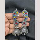 SNERA Vintage Oxidised Plated Pota Stone Earcuff Jhumki Earrings for Women