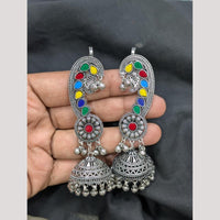 SNERA Vintage Oxidised Plated Pota Stone Earcuff Jhumki Earrings for Women