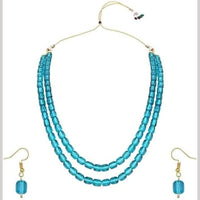SNERA Festive Wear Beads Long Necklace Set with Matching Earrings