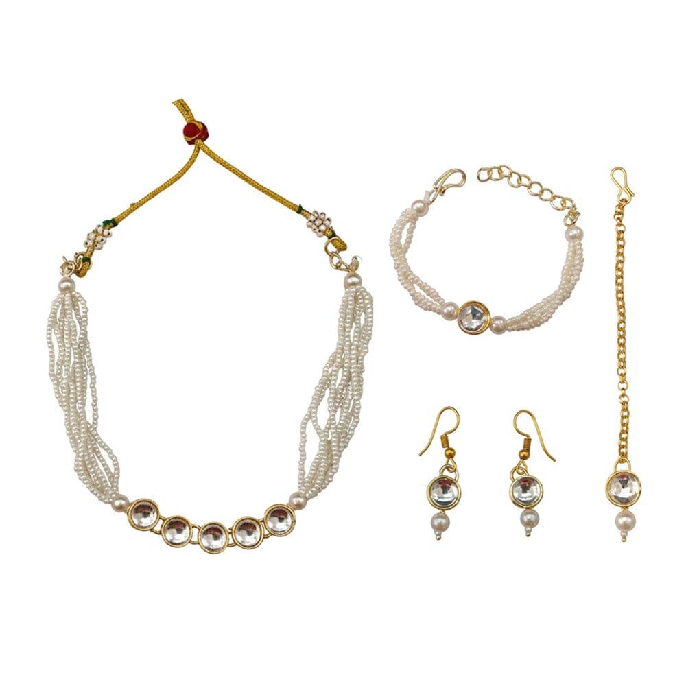 SNERA Traditional Kundan Stone And Pearl Jewellery Combo Set for Women