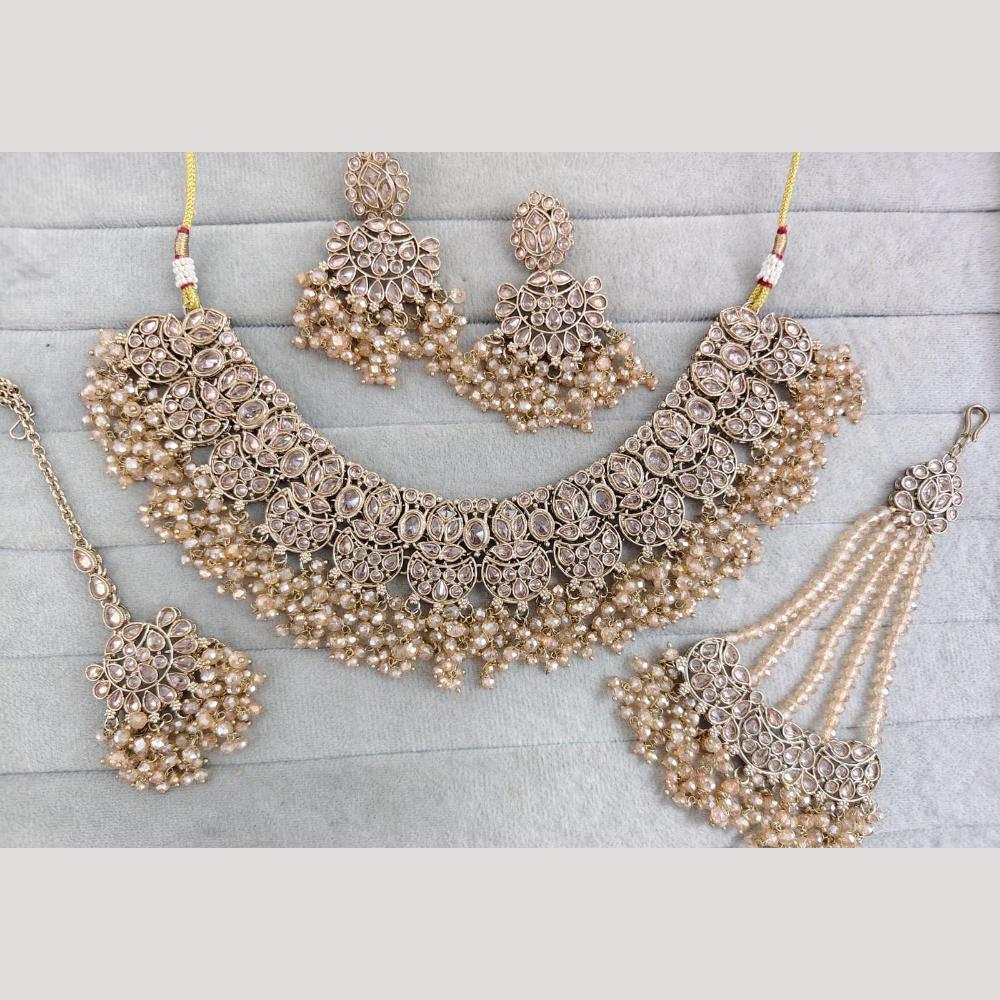 SNERA Sparkling Crystal Stone And Pearl Necklace Set