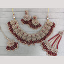 SNERA Sparkling Crystal Stone And Pearl Necklace Set