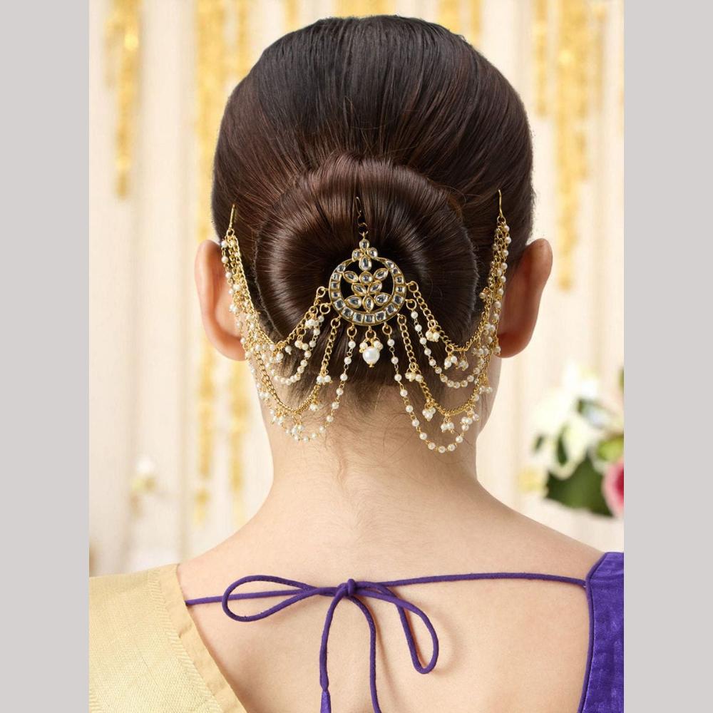 SNERA Kundan Stone And Pearl Designer Hair Accessories
