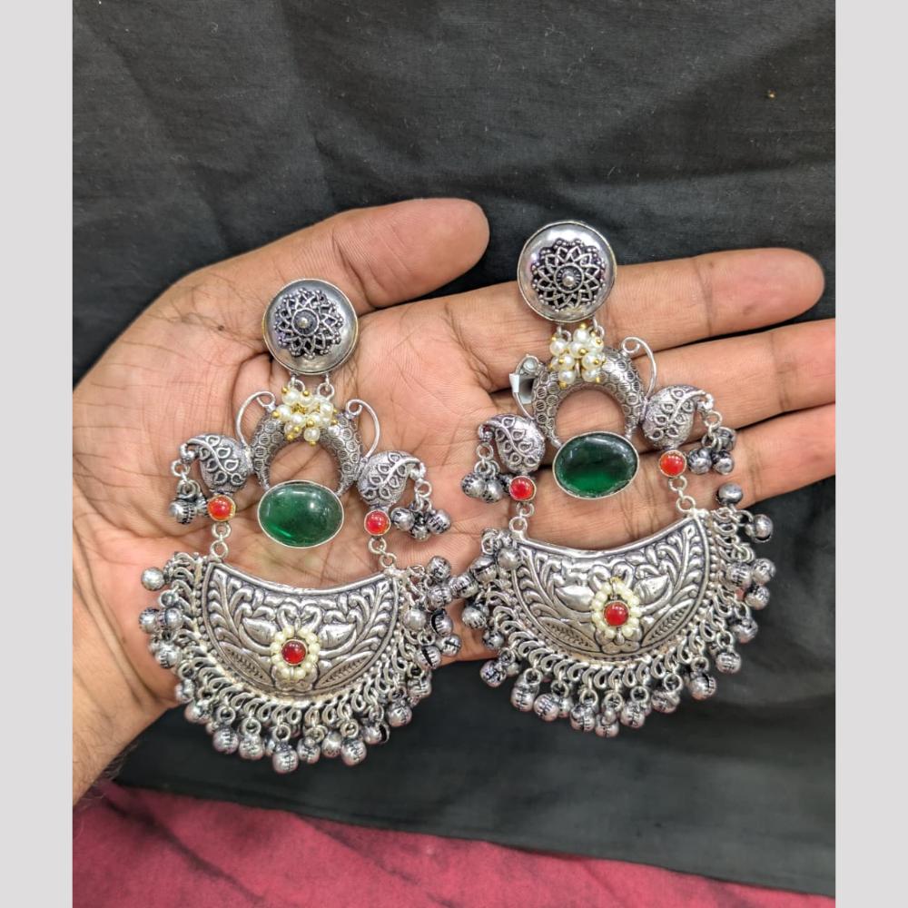 SNERA Elegant 2 Tone Plated Pota Stone And Pearl Dangler Earrings