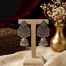 SNERA Vintage Oxidised Plated Pearl Jhumki Earrings for Women