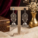SNERA Vintage Oxidised Plated Mirror Jhumki Earrings for Women