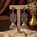 SNERA Vintage Oxidised Plated Mirror Jhumki Earrings for Women