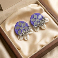SNERA Mirror Shell And Pearl Decorative Stud Earrings