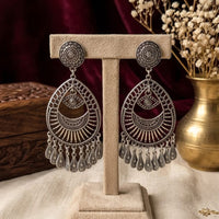 SNERA Classic Oxidised Pearl Hanging Earrings For Women